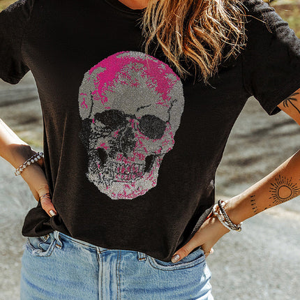 Skull Round Neck Short Sleeve T-Shirt