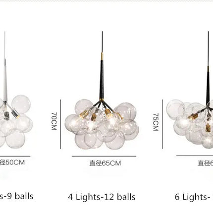 Nordic Glasses Chandelier Balck White Coffee Wires Pendant Lights 9 /12 /18 Glass Hanging Lights Luminaria  Home Decor