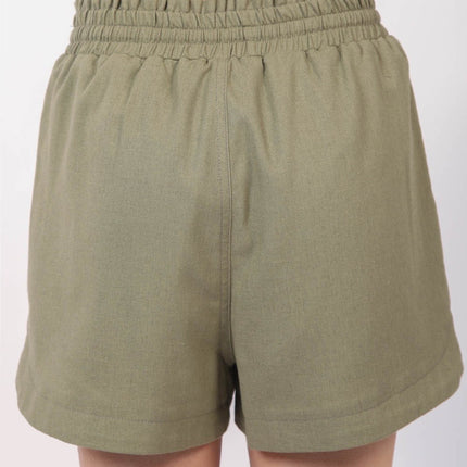 VERY J Drawstring Elastic Waist Linen Shorts