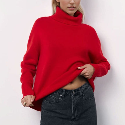 Basic Bae Turtleneck Long Sleeve Dropped Shoulder Sweater