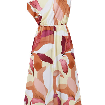 Printed One Shoulder Short Sleeve Dress