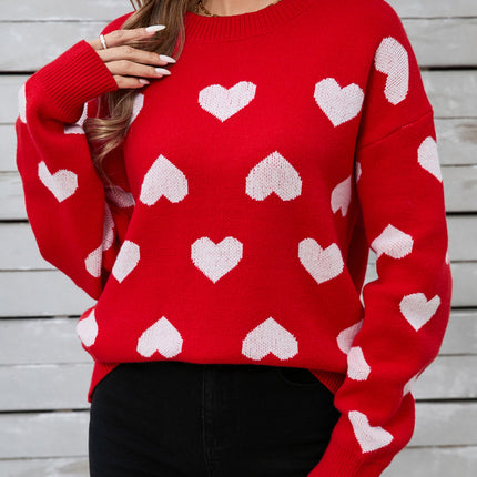 Angel Wings Heart Round Neck Long Sleeve Sweater