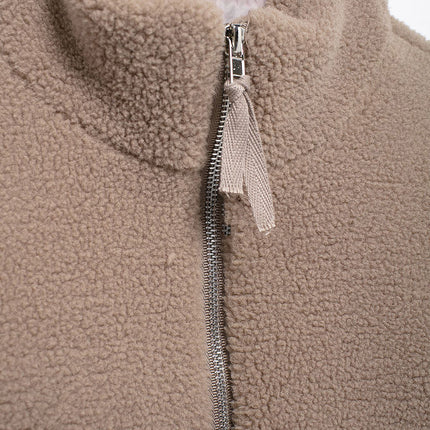 Turtleneck Zip Up Long Sleeve Plush Jacket