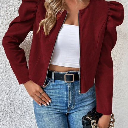 Zip Up Puff Sleeve Jacket