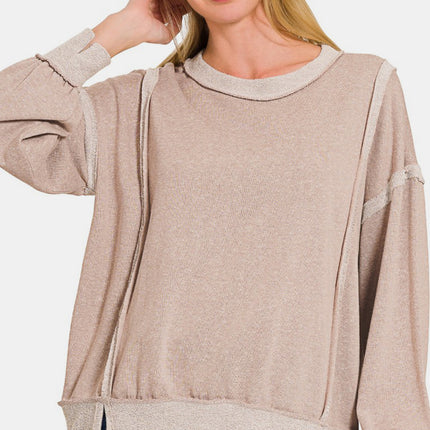 Zenana Washed Exposed-Seam Sweatshirt