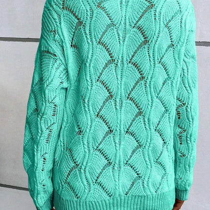 Openwork V-Neck Long Sleeve Sweater