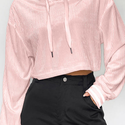 Drawstring Drop Shoulder Long Sleeve Hoodie