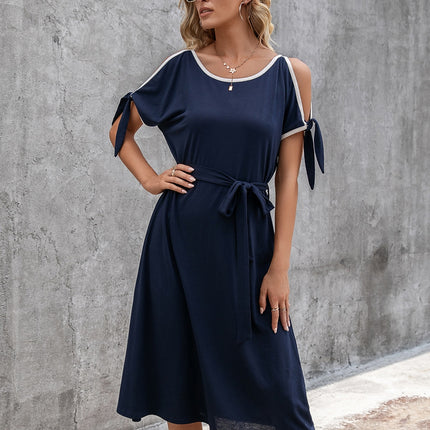 Round Neck Cold Shoulder Dress