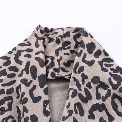 Leopard Open Front Long Sleeve Cover-Up