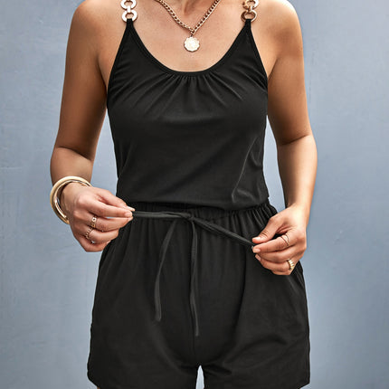 Scoop Neck Romper with Pockets