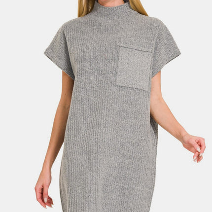 Zenana Short Sleeve Sweater Mini Dress