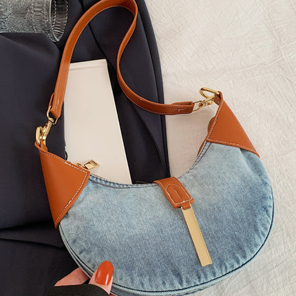 Contrast Denim Shoulder Bag