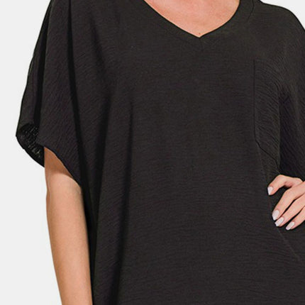 Zenana V-Neck Tee Dress with Pockets