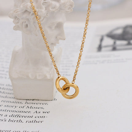 18K Gold-Plated Titanium Steel Hoop Pendant Necklace