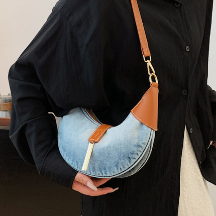 Contrast Denim Shoulder Bag