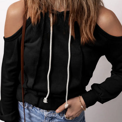 Cold Shoulder Long Sleeve Hoodie