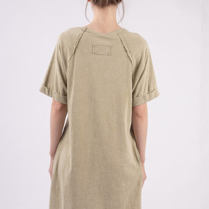 VERY J Washed Round Neck Mini Tee Dress