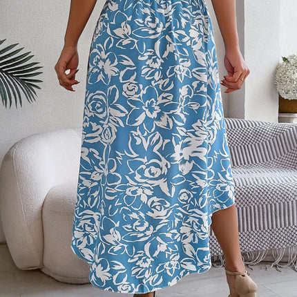 High-Low Printed High Waist Skirt