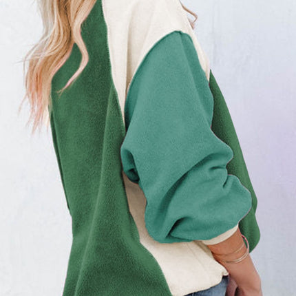 Color Block Round Neck Long Sleeve Sweatshirt