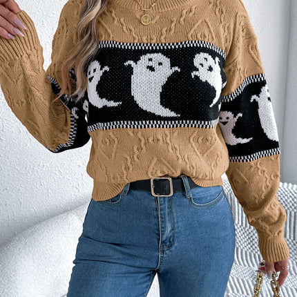 Ghost Round Neck Long Sleeve Sweater