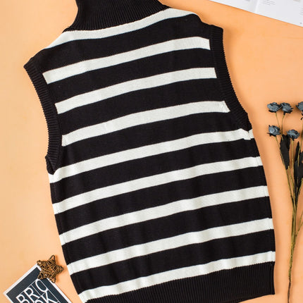 Striped Half Zip Sweater Vest