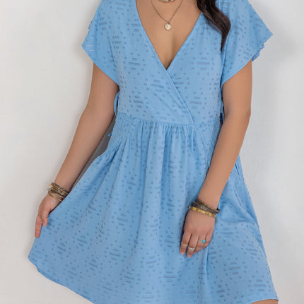 Cutout Surplice Short Sleeve Dress