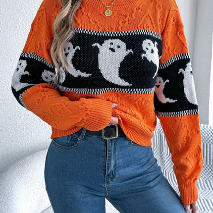 Ghost Round Neck Long Sleeve Sweater