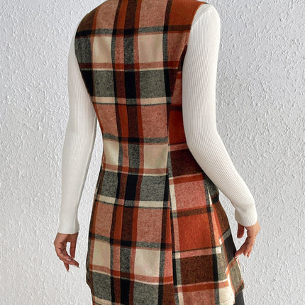 Plaid Button Up Vest Coat