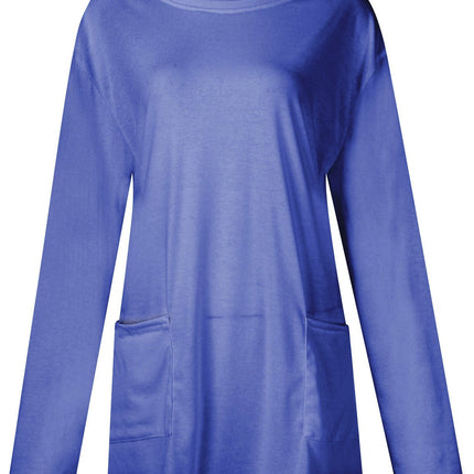 Full Size Pocketed Round Neck Long Sleeve T-Shirt