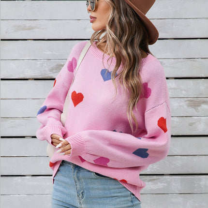 Angel Wings Heart Round Neck Long Sleeve Sweater