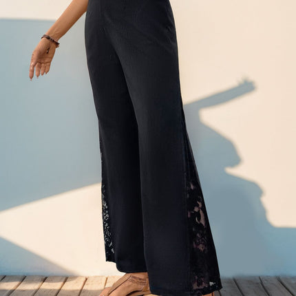 Lace Detail Wide Leg Pants