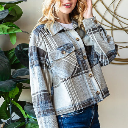 Reborn J Plaid Button Up Long Sleeve Shacket