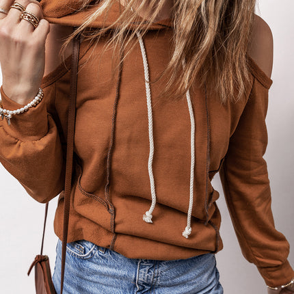 Cold Shoulder Long Sleeve Hoodie