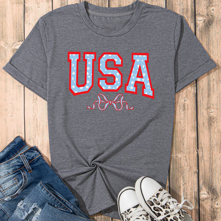 USA Round Neck Short Sleeve T-Shirt