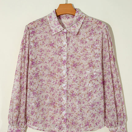 Printed Collared Neck Long Sleeve Shirt