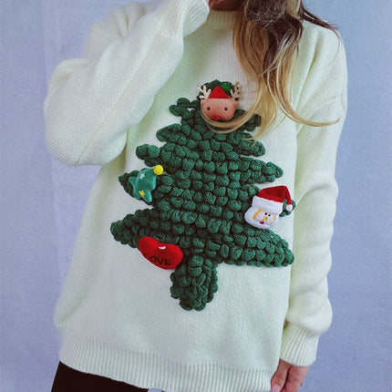 Christmas Tree Round Neck Long Sleeve Sweater