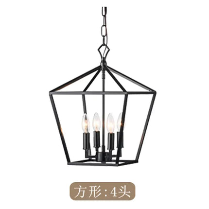 Nordic Designer Dining Room Lamp Rectangular Creative Simple Plain Industrial Style Black Living Room Bedroom Candle Chandelier