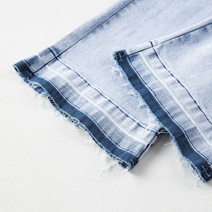 Raw Hem Straight Jeans with Pockets