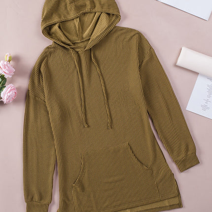 Drawstring Texture Long Sleeve Hoodie