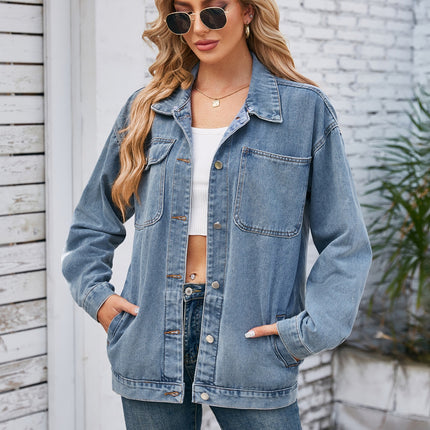 Pocketd Button Up Detachable Hooded Denim Jacket