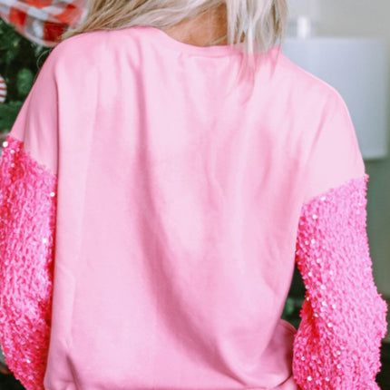 Valentine’s Day Sequin Heart Long Sleeve Sweatshirt