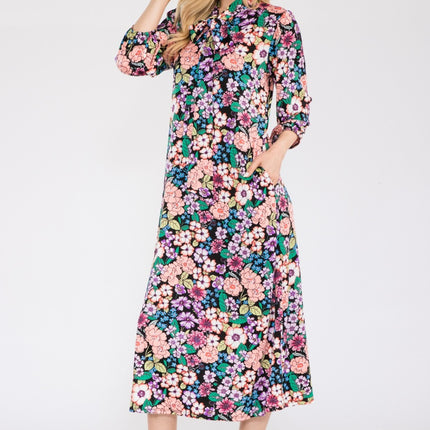 Celeste Full Size Floral Midi Dress with Bow Tied