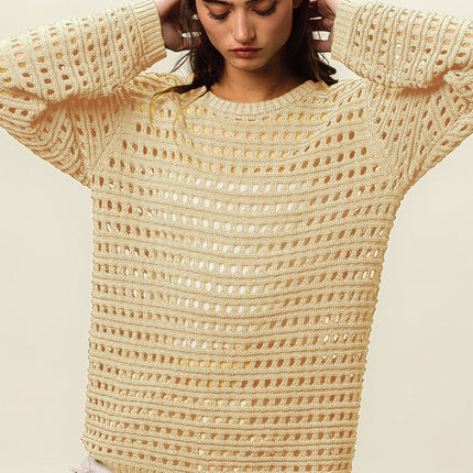 BiBi Round Neck Openwork Knit Cover Up