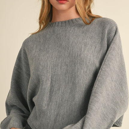 Mable Round Neck Dolman Sleeve Cropped Sweater