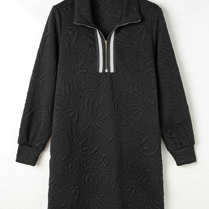 Texture Quarter Zip Long Sleeve Mini Dress - Vickie Lynn's