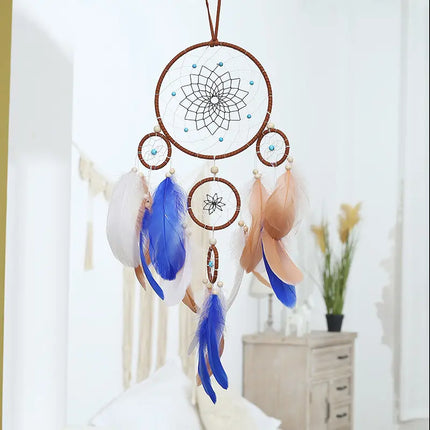 2023 New Dream catchers Retro 5 Ring Dream Catchers Home Decoration Indians Natural Stone Tree of Life Dreamcatcher Wall Hanging