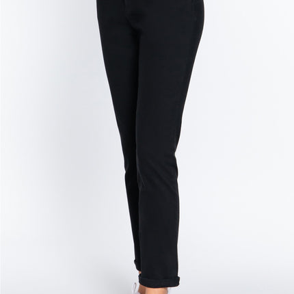 ACTIVE BASIC Cotton-Span Twill Straight Pants