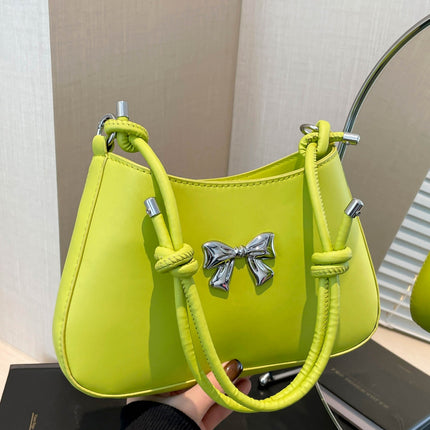 Bow PU Leather Knotted Strap Handbag