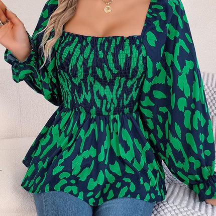 Square Neck Flounce Sleeve Blouse