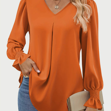 V-Neck Flounce Sleeve Top